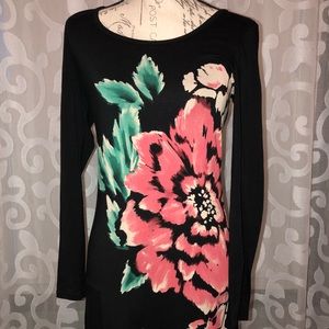 Black long sleeve cotton dress